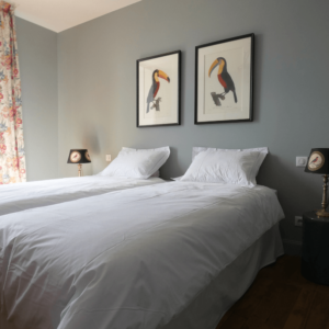 La chambre bleue avec deux lits de 90 x 190.